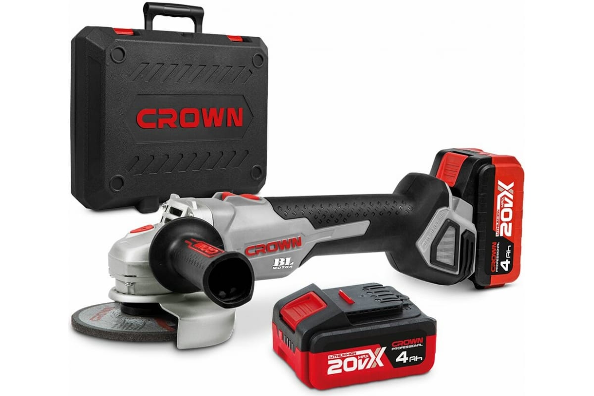 Аккумуляторная углошлифовальная машина CROWN CT23001-125HX-4 BMC